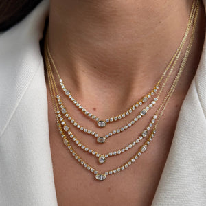Lab Grown Diamond Bezel Marquise Center Tennis Necklace