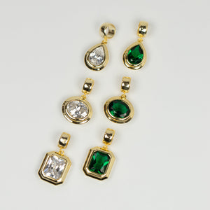 Colored CZ Pear Bezel Pendant