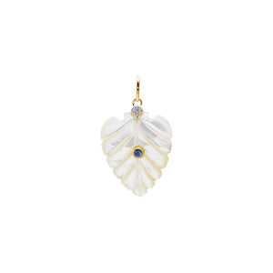 Mother of Pearl Diamond MOP Heart Tanzanite Charm 14K - Adina Eden's Jewels