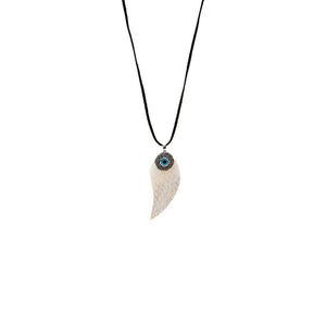Black Evil Eye Onyx CZ & Pearl Feather Charm Rope Necklace - Adina Eden's Jewels