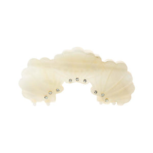 White Rhinestone Embellished Triple Shell Curved Claw Clip - Adina Eden's Jewels