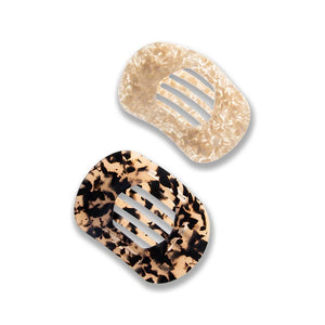 White Pearlized Ivory & Neutral Tortoise Oversized Flat Lay Clip Set - Adina Eden's Jewels