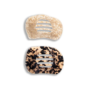 Pearlized Ivory & Neutral Tortoise Oversized Flat Lay Clip Set - Adina Eden's Jewels