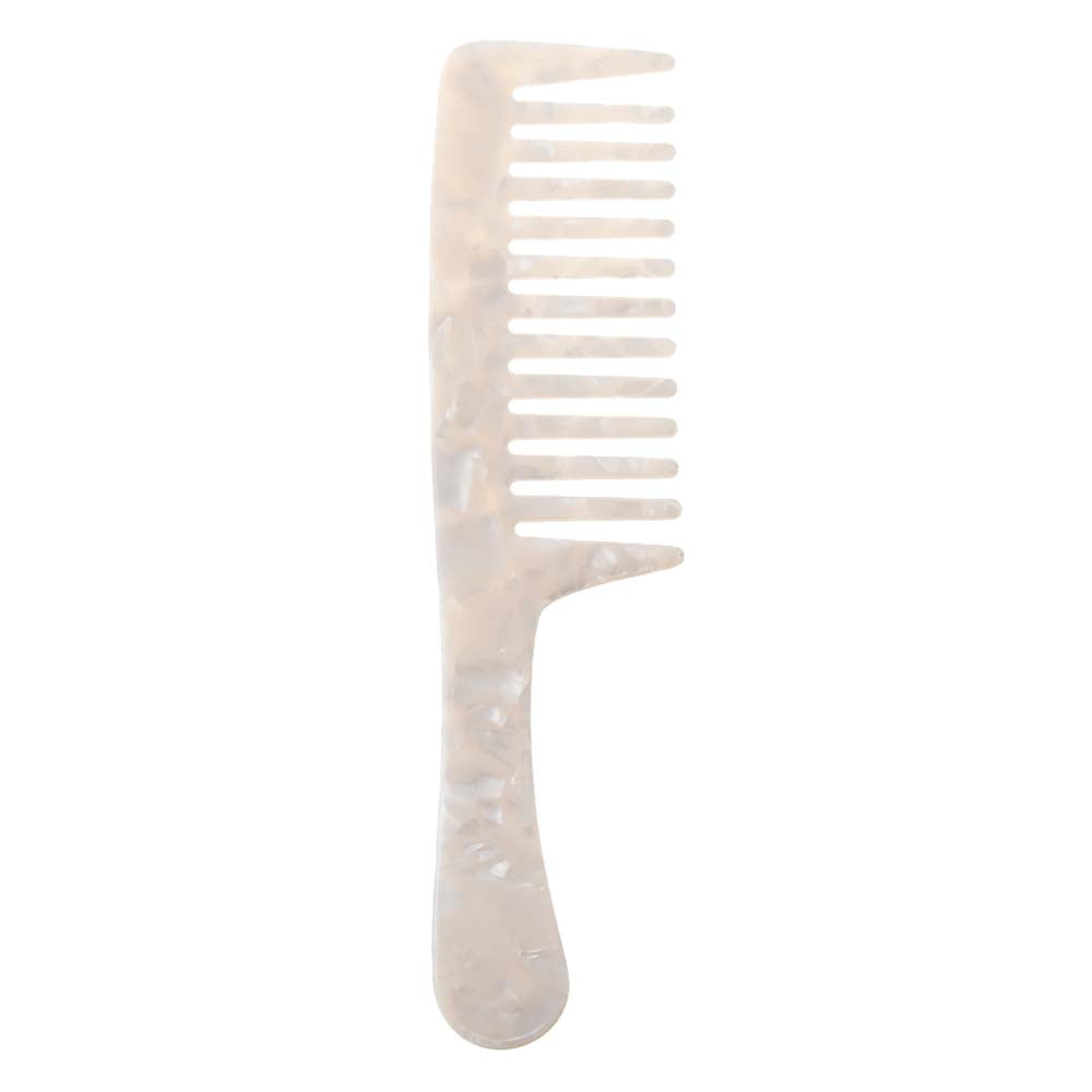White Colored Hair Comb W/ Handle - Adina Eden's Jewels