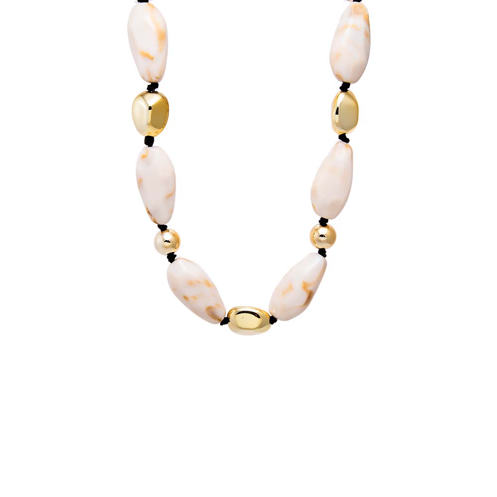 White White Bead and Gold Accent Necklace - Adina Eden's Jewels