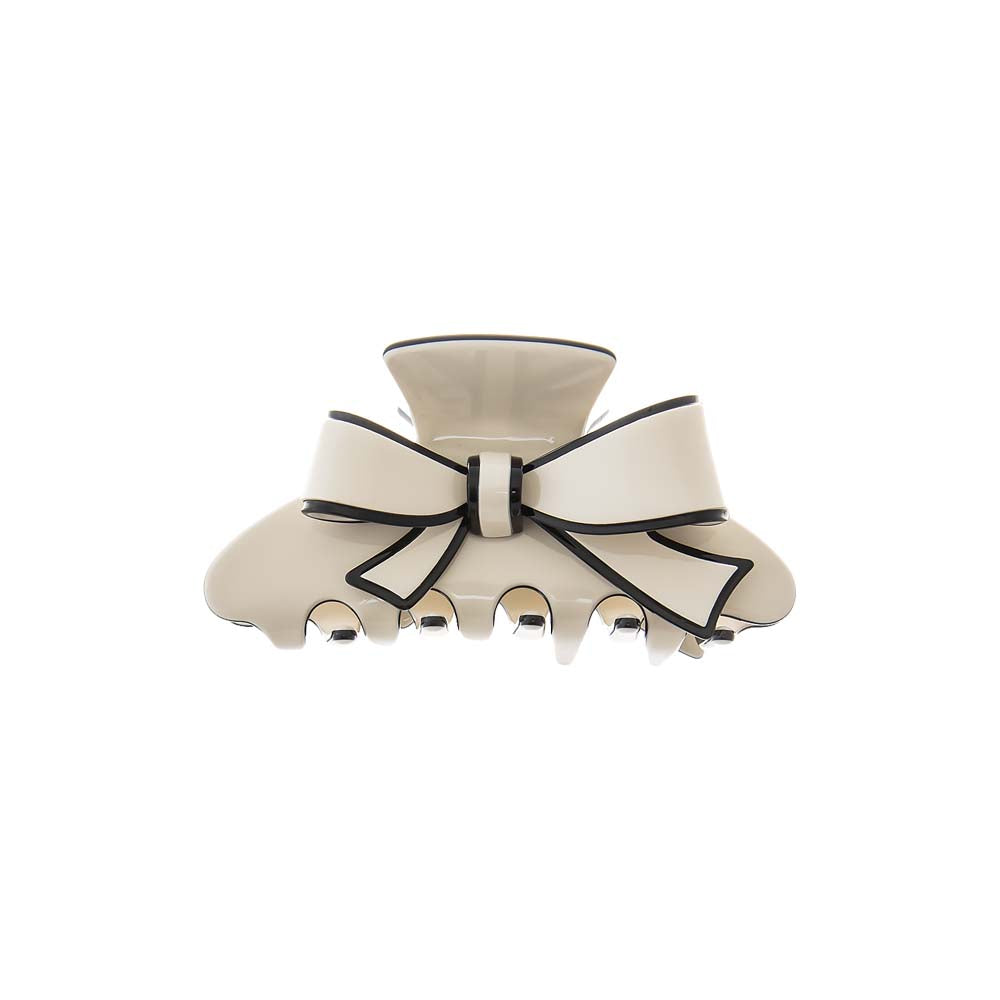 Cream Two Tone Bow Tie Hair Claw Clip - Adina Eden's Jewels