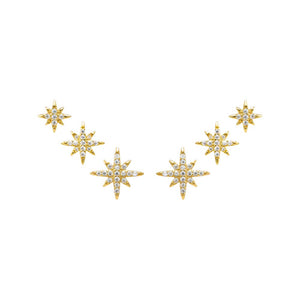 Gold Pave Graduated Starburst Stud Earring Combo Set - Adina Eden's Jewels
