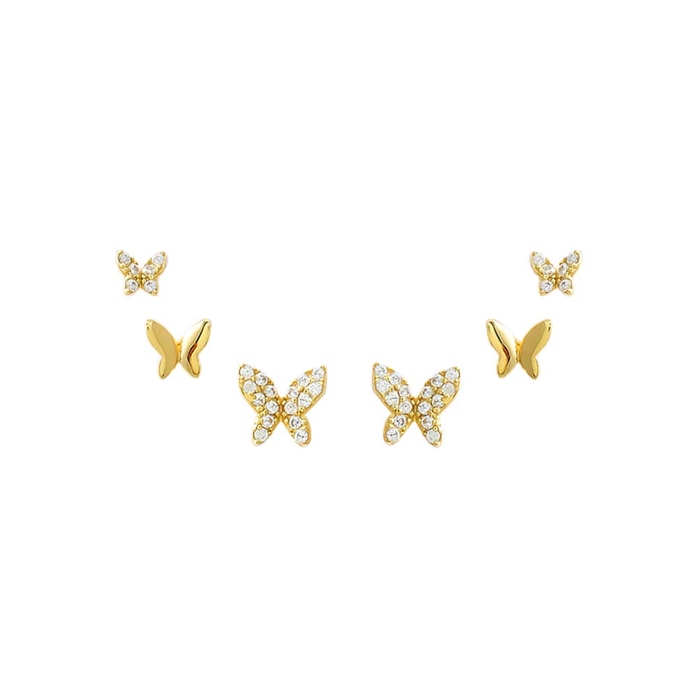 Gold Multi Graduated Butterfly Stud Earring Combo Set - Adina Eden's Jewels