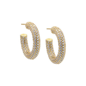 Gold / 25MM Jumbo Pavé Hoop Earring - Adina Eden's Jewels