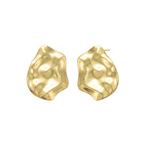 Gold Jumbo Textured Drop Stud Earring - Adina Eden's Jewels
