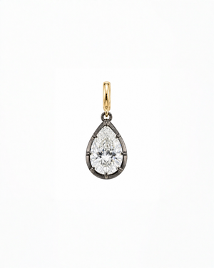 14K Gold / 2CT Lab Grown Diamond 2 Carat Pear Encased Charm 14K - Adina Eden's Jewels