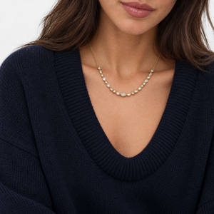 Lab Grown Diamond Marquise Center Bezel Station Necklace - Adina Eden's Jewels