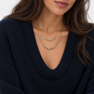 Lab Grown Diamond Heart Center Bezel Station Necklace - Adina Eden's Jewels