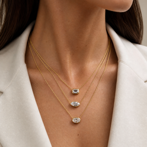 Lab Grown Oval Bezel Necklace