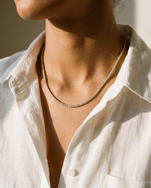Lab Grown Diamond Four Prong Tennis Necklace 14K - Adina Eden's Jewels