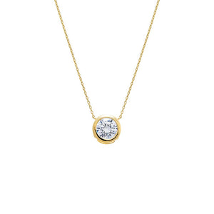 Gold CZ Round Bezel Pendant Necklace - Adina Eden's Jewels