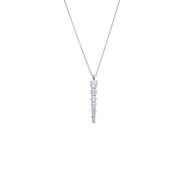 Silver / Large CZ Graduated Drop Pendant Necklace - Adina Eden's Jewels