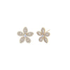 Gold Pave CZ X Baguete Flower Stud Earring - Adina Eden's Jewels