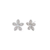 Silver Pave CZ X Baguete Flower Stud Earring - Adina Eden's Jewels