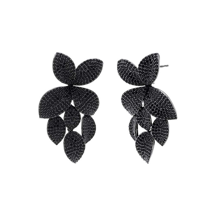 Onxy Pavé Fancy Flower Petals Drop Stud Earring - Adina Eden's Jewels