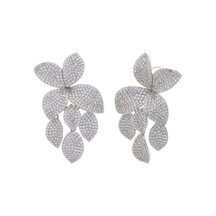 Pavé Fancy Flower Petals Drop Stud Earring - Adina Eden's Jewels
