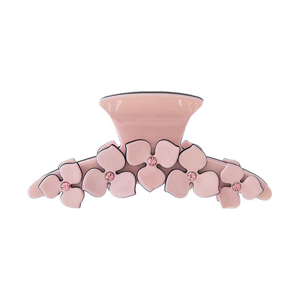 Pink Flower Accented Enamel Claw Clip - Adina Eden's Jewels