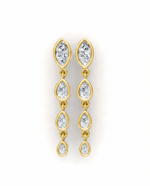 14K Gold Lab Grown Diamond Marquise/Pear Drop Bezel Stud Earring 14K - Adina Eden's Jewels