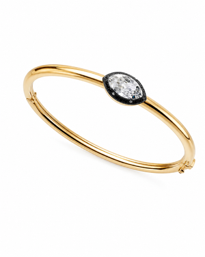 14K Gold / 3CT Lab Grown Diamond Marquise Encased Bezel Bangle 14K - Adina Eden's Jewels