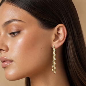 CZ Marquise Double Chain Drop Earring