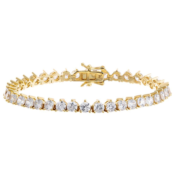 Gold / 6.5" / 4MM Thin Three Prong Tennis Bracelet - Adina Eden's Jewels