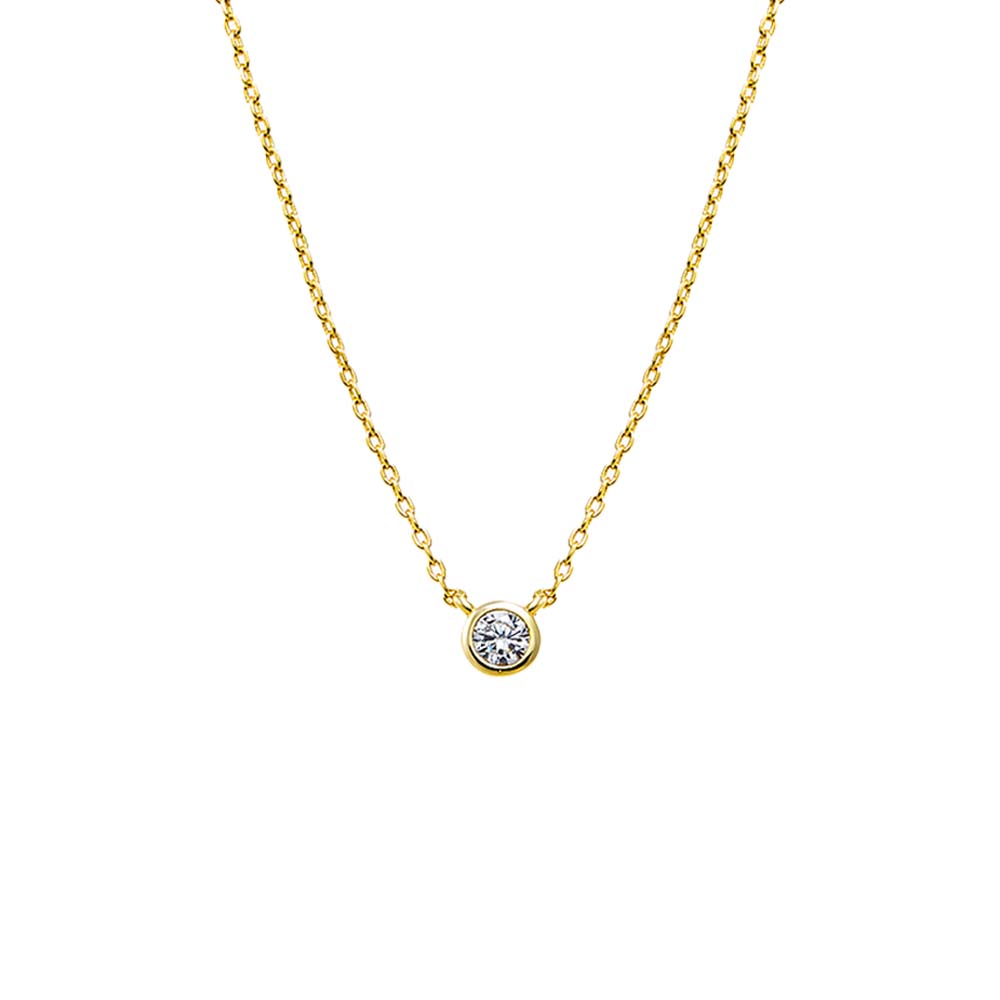 Gold Mini CZ Bezel Pendant Necklace - Adina Eden's Jewels
