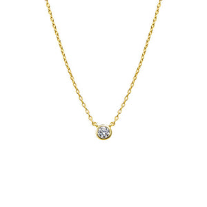 Gold Mini CZ Bezel Pendant Necklace - Adina Eden's Jewels