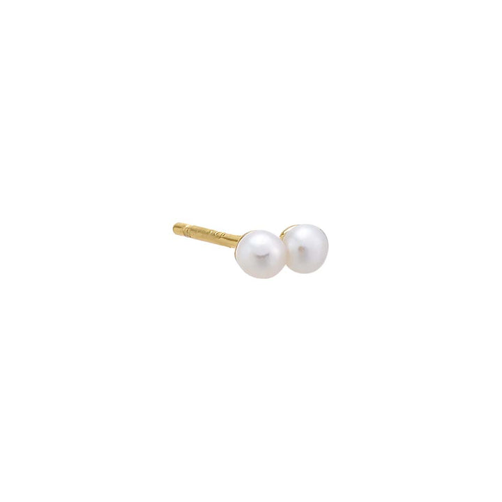 Pearl White / Single Mini Double Pearl Stud Earring - Adina Eden's Jewels