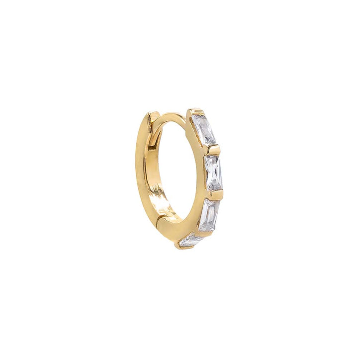14K Gold / Single Mini Multi Baguette Huggie Earring 14K - Adina Eden's Jewels
