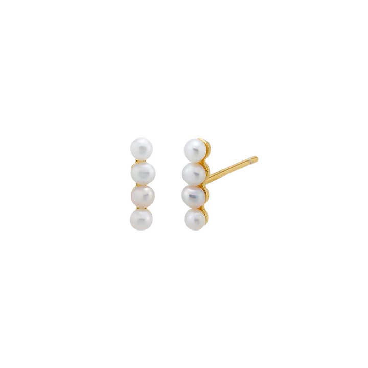 Pearl White / Pair Mini Multi Pearl Bar Stud Earring - Adina Eden's Jewels