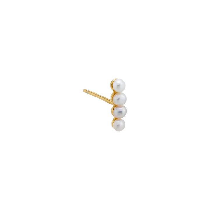 Pearl White / Single Mini Multi Pearl Bar Stud Earring - Adina Eden's Jewels