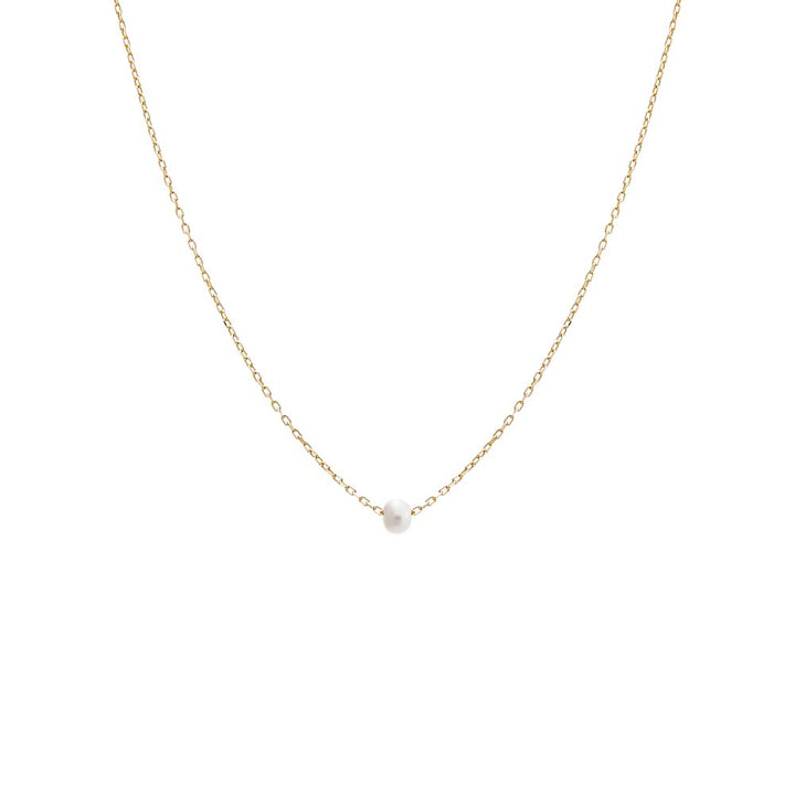 14K Gold Mini Pearl Pendant Necklace 14K - Adina Eden's Jewels
