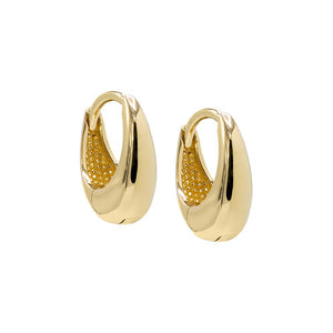 14K Gold / Pair Mini Solid Chubby Huggie Earring 14K - Adina Eden's Jewels