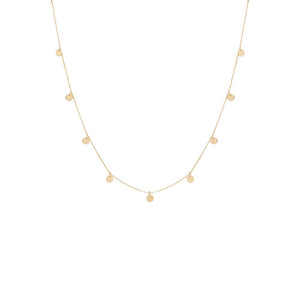 14K Gold Mini Solid Dangling Discs Necklace 14K - Adina Eden's Jewels