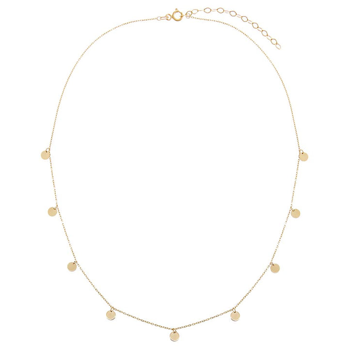  Mini Solid Dangling Discs Necklace 14K - Adina Eden's Jewels