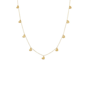14K Gold Mini Solid Dangling Hearts Necklace 14K - Adina Eden's Jewels