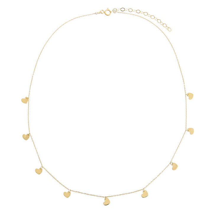  Mini Solid Dangling Hearts Necklace 14K - Adina Eden's Jewels