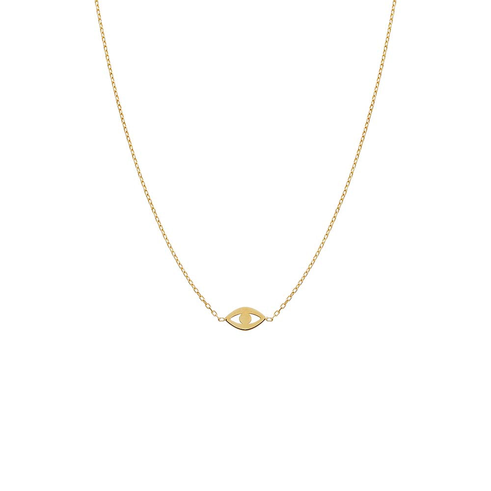 14K Gold Mini Solid Evil Eye Necklace 14K - Adina Eden's Jewels