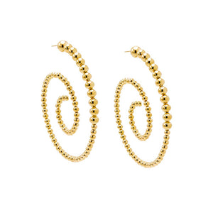 Gold Multi Beaded Ball Looped Stud Earring - Adina Eden's Jewels