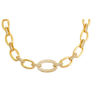 Gold Pavé Statement Oval Shape Necklace - Adina Eden's Jewels