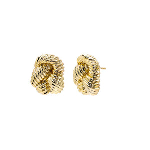 Gold / Pair Multi Ridged Fluid Gold Stud Earring - Adina Eden's Jewels