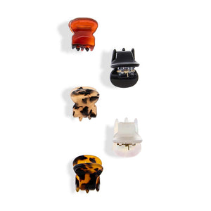 Black & Tortoise Neutral Mix Mini Claw Clip Set (Tortoise, Black & Amber) - Adina Eden's Jewels