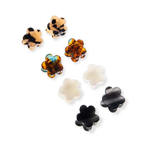 Black & White Floral Marble Mini Claw Clip Set (Pearl, Tortoise & Amber) - Adina Eden's Jewels