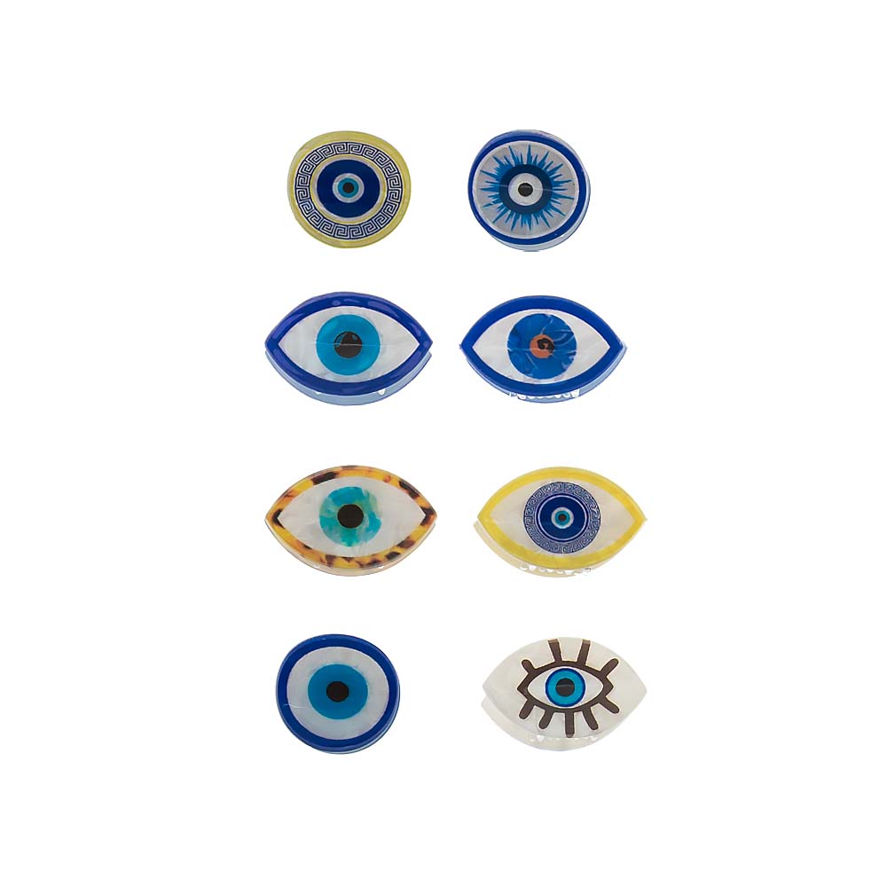 Multi Color Evil Eye Mini Claw Clip Set - Adina Eden's Jewels