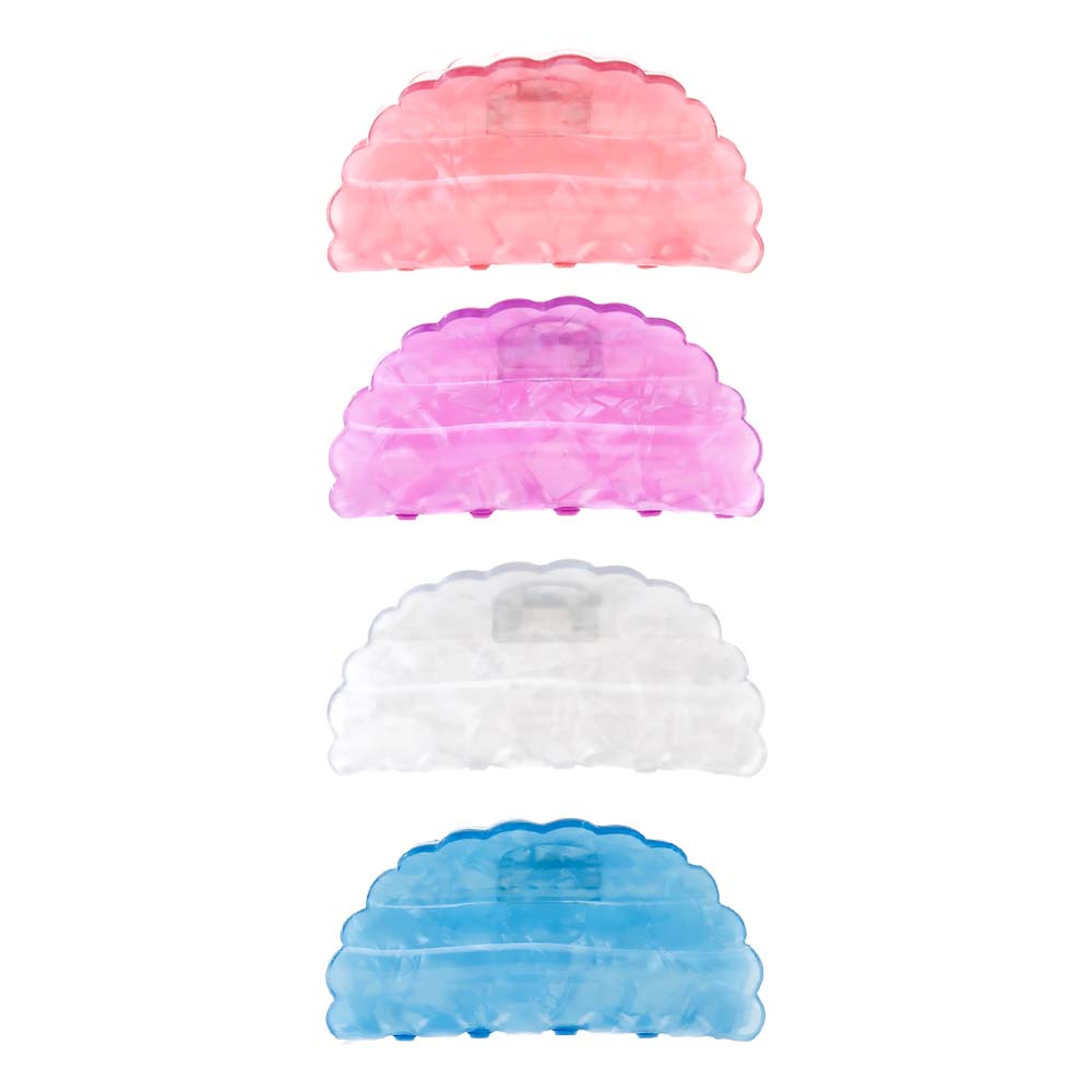 Multi Color Elongated Translucent Scallop Edge Hair Clip Set - Adina Eden's Jewels
